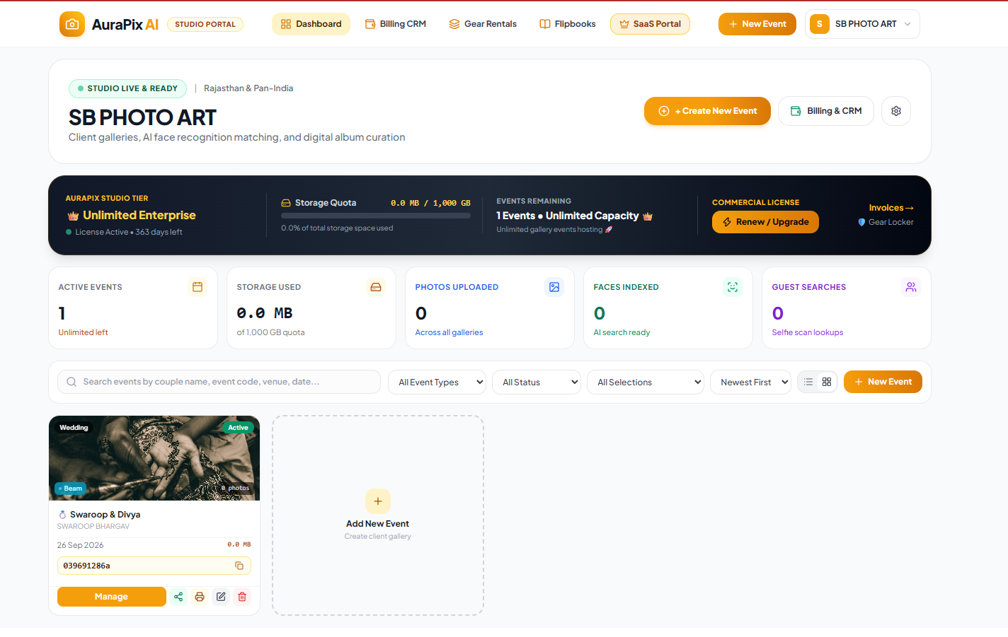 AuraPix Studio Dashboard